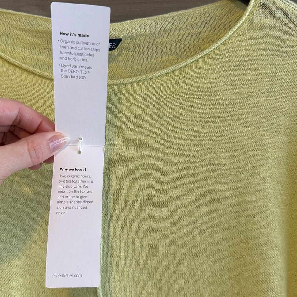 NWT Eileen Fisher Organic Linen Cotton Slub Bateau Boxy Poncho Sweater Top, XS - Picture 4 of 6